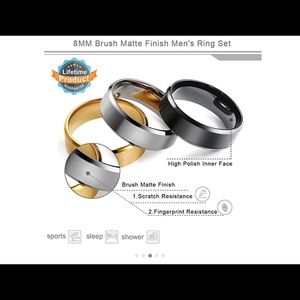8MM Brushed Matte Ring Set. BNWT.